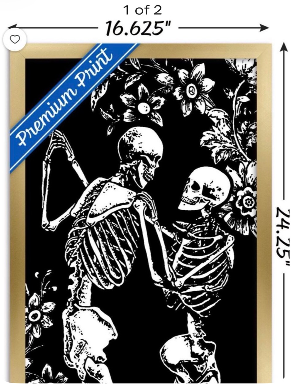 Premium Black & White Skeleton Dance Wall Art